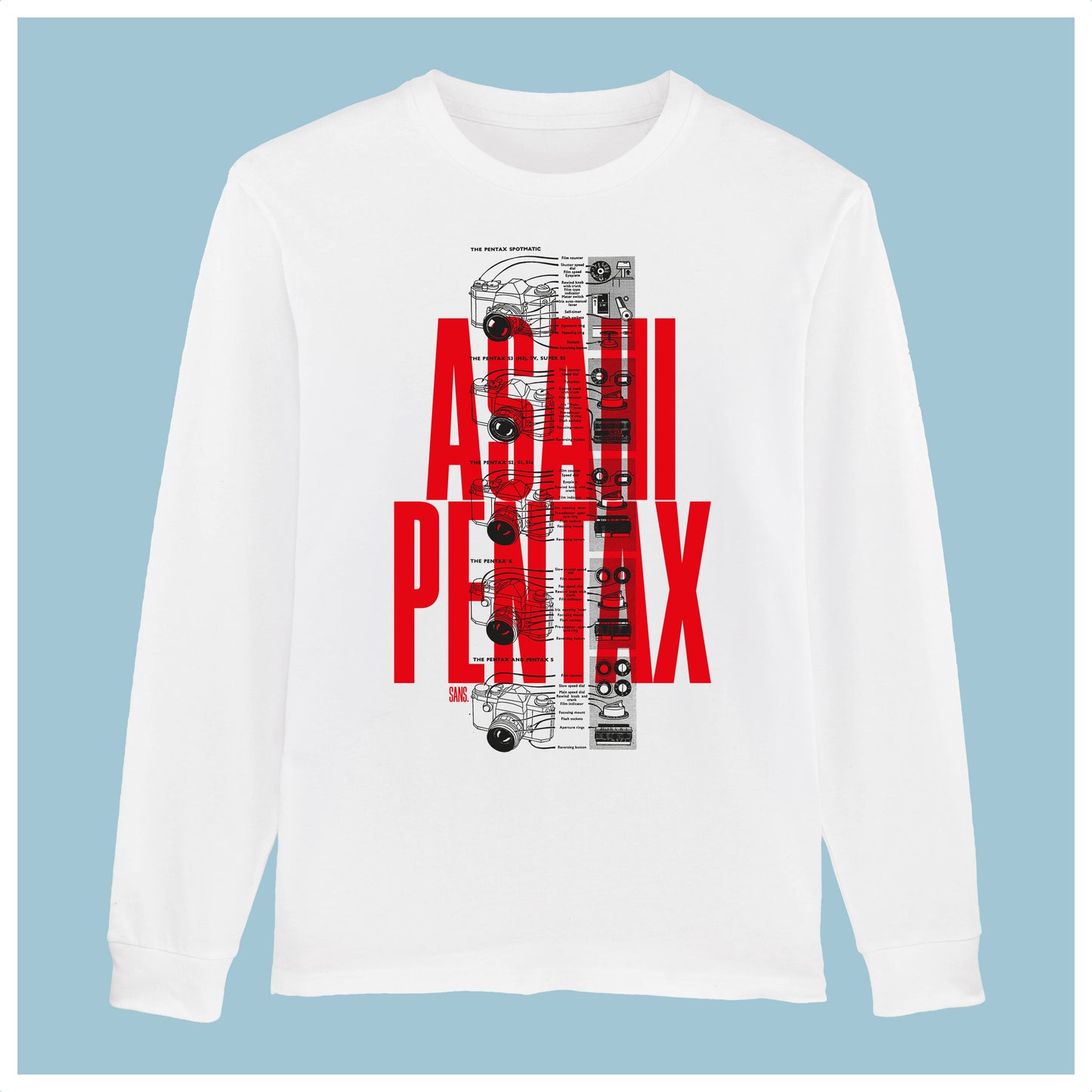 Asahi Pentax Long Sleeve Tshirt White/Red
