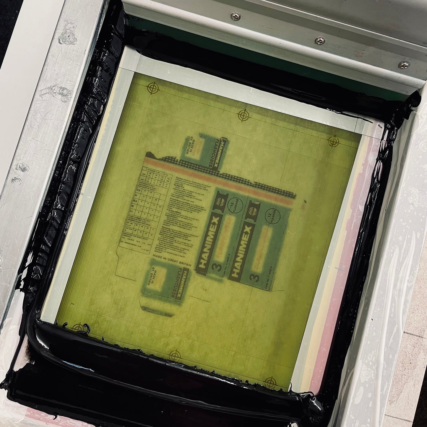 Vintage Hanimex Flash Cube Original Three Colour Screen Print