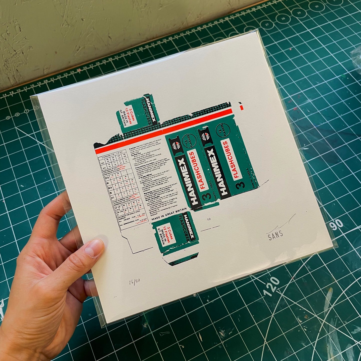 Vintage Hanimex Flash Cube Original Three Colour Screen Print