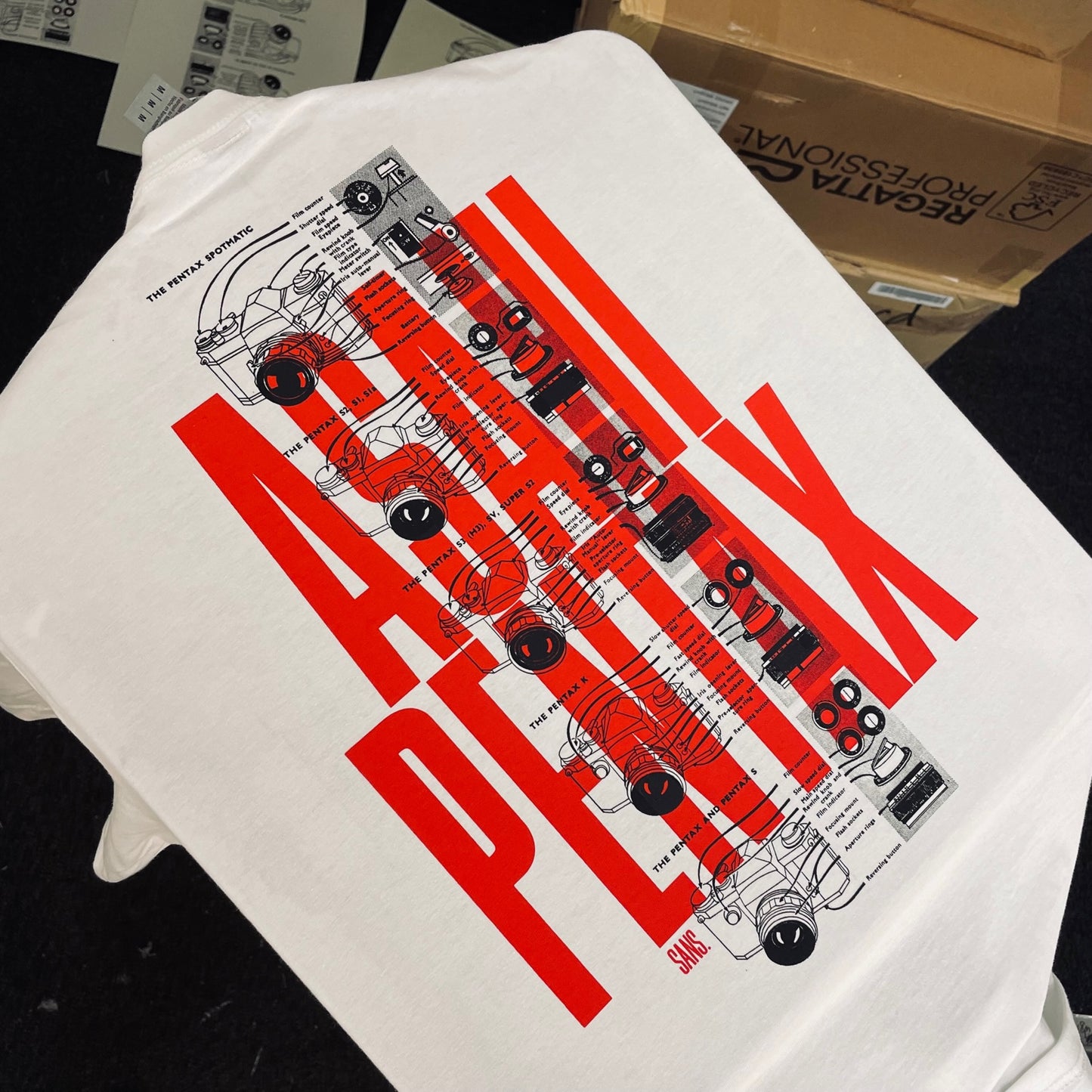 Asahi Pentax Short Sleeve Tshirt White & Red