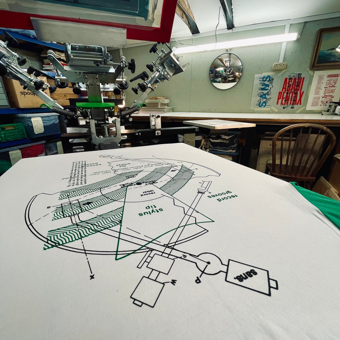 Vinyl Record Grooves White & Black Long Sleeve Tshirt