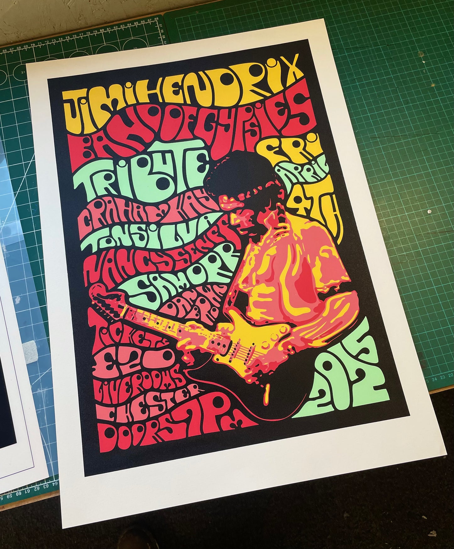 Hendrix Band Of Gypsies 5-Colour Screen Printed Gig Poster