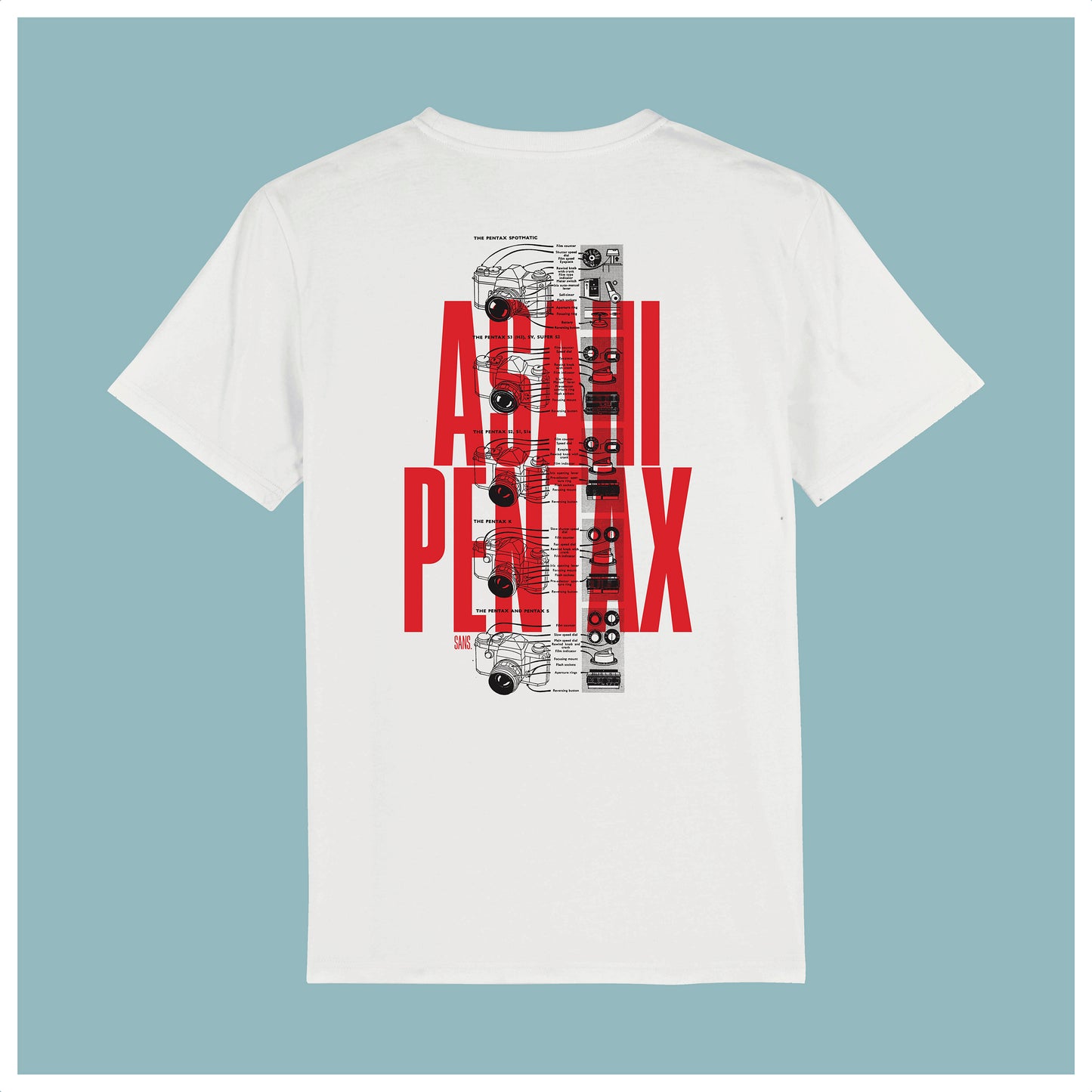 Asahi Pentax Short Sleeve T-shirt White & Red